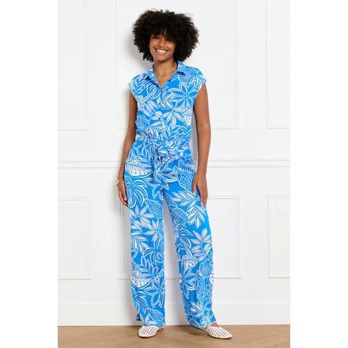 LOLALIZA gebloemde jumpsuit - lichtblauw