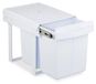 Poubelle encastrable - Poubelle à tri sélectif - 2 compartiments - 2 x 20 l - Blanc