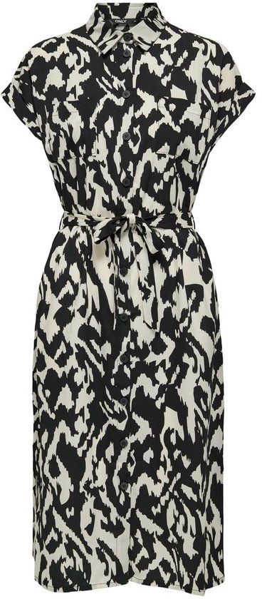 ONLY ONLHANNOVER S/S SHIRT DRESS NOOS WVN Dames Jurk - Maat 40 - Zwart/Grijs