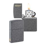 Zippo Stormaansteker - Iron Stone met logo en zijdelingse vlamgravure - Navulbaar - Herbruikbaar - Windbestendig design - Geschenkdoos - Made in USA, Amazon Exclusive