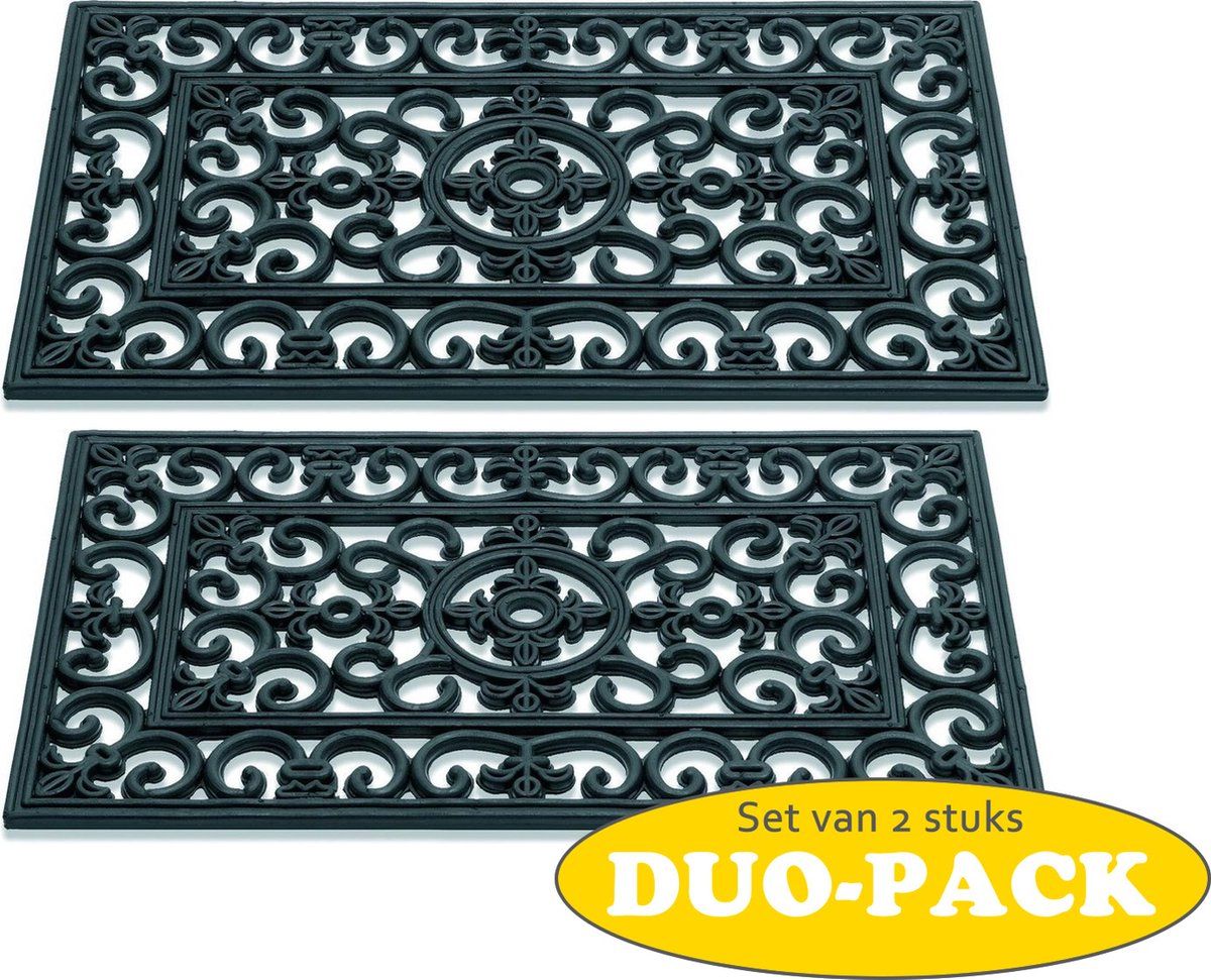 Hamat Deurmat Antiek Lily - Set van 2 - 45x75cm - Zwart
