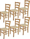 t m c s Tommychairs Venice - Eetkamerstoelen - Set van 6 - Eikenhout - Stof