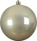 Decoris Kerstbal - licht parel/champagne - groot - 14 cm - kunststof - glans