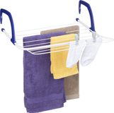 Merkloos Relaxdays droogrek hangend, 4 m drooglengte, uitklapbaar, voor radiator, balkon, verwarming, wit/donkerblauw