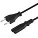 PremiumCord kpspm Netsnoer 230 V 2 m, stroomkabel met eurostekker naar Euro dubbele aansluiting C7 2-polig, IEC 320, recht, zwart