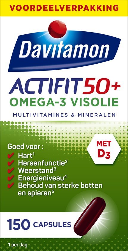 Davitamon Actifit 50 Plus Omega-3 Visolie Capsules 150st