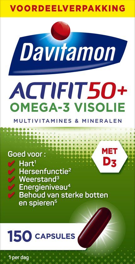 Davitamon Actifit 50+ Omega-3 Visolie Capsules 150st