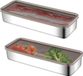 OEM Wan GmbH 2 Stuks RVS Vershoudbakjes - Luchtdicht met Deksel, Vaatwasserbestendig - Voor Vleeswaren, Kaas en Groenten - 26,5x10x4,6cm