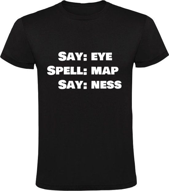 Sol's Say: Eye - Spell: Map - Say: Ness Heren T-shirt - Zwart - L