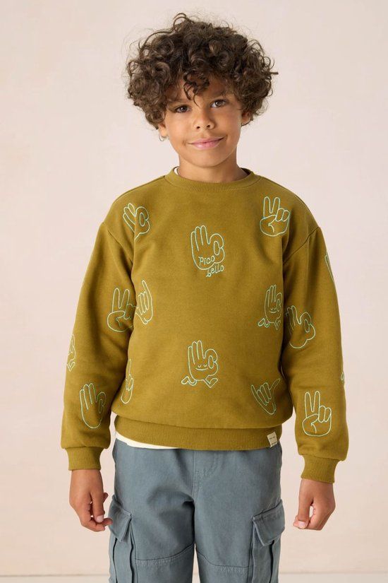 Sissy-Boy Donkergroene sweater met print
