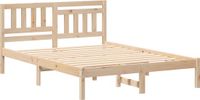 vidaXL Bedframe met hoofdeinde Bruin 135 x 190 cm Massief grenenhout