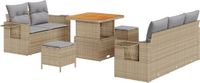 vidaXL Banc de jardin 10 pièces Beige/Gris clair Polyrattan