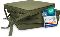 Beautissu Set van 4 Stoelkussens met Linten Loft SK – Zitkussen 45x40x5 cm - Zitkussens voor Stoelen Non-Slip met Afneembare Kussenhoes - Kussen Olivengroen