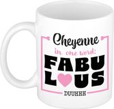 Bellatio Decorations Naam mok Cheyenne - wit - Fabulous - keramiek - 300 ml - cadeau collega beker - cadeau
