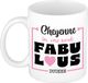 Bellatio Decorations Naam mok Cheyenne - wit - Fabulous - keramiek - 300 ml - cadeau collega beker - cadeau