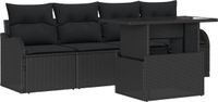 vidaXL Tuinbank Set 5-delig Zwart Poly Rattan
