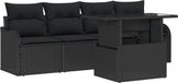vidaXL Tuinbank Set 5-delig Zwart Poly Rattan
