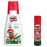 Pritt knutsellijm, transparant drogende alleslijm voor thuis, op school of op kantoor, witte knutsellijm voor kinderen, voordeelverpakking met 1 fles à 100 g en 1 Pritt Stick Kebestift 11 g