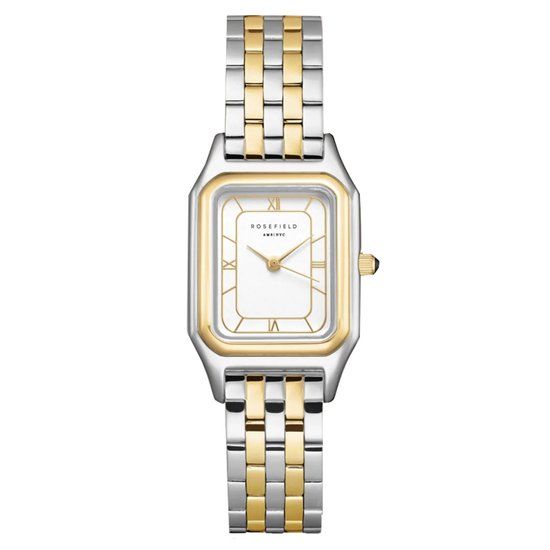 Rosefield OCWDSD-OC03 - Octagan - Ivy White Duotone Roman - Women's Watch - Silver/Gold Steel Strap - White Dial