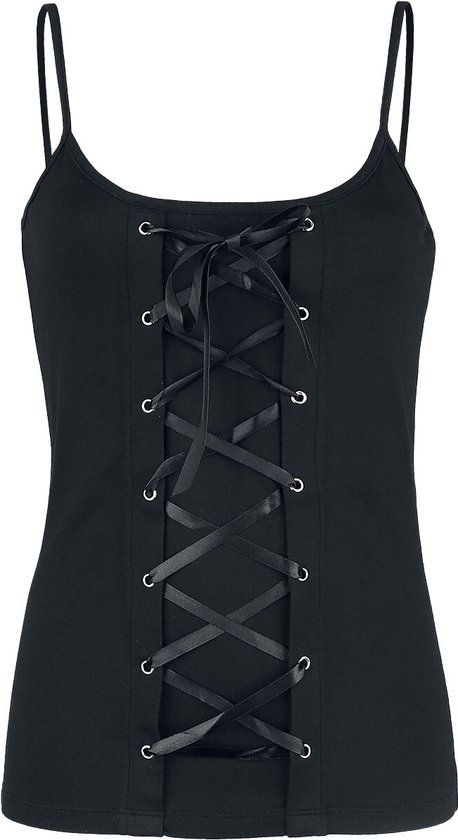Gothicana by EMP Gothicana Zwarte top met vetersluiting en dunne bandjes - Dames - XL