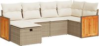vidaXL 6-delige Loungeset met kussens, polyrattan, beige