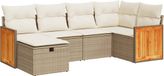 vidaXL 6-delige Loungeset met kussens, polyrattan, beige