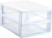Plasticforte Ladekastje bureau organizer - 2 lades - wit/transparant - L26 x B35 x H19 cm - kunststof