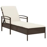 VidaXL Lounge Stoel Gecapitonneerde Zitting Polyrattan Staal Crème Wit