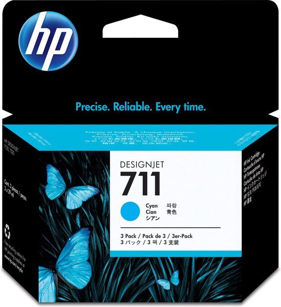HP 711 Cyaan DesignJet inktcartridges - 3 x 29ml - CZ134A