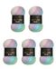 Wollbiene Batik Wol, 5 x 100 g, 500 gram wol met kleurverloop, meerkleurig, kleur: 2010 groen roze wit pastel