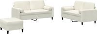 vidaXL 3-delige Loungeset met kussens fluweel crèmekleurig