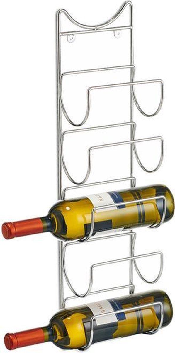 ZELLER Wand Wijnrek - 5 Flessen - Zilver - Metaal