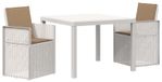 Table de jardin 3 pièces PP blanc et taupe