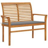 VidaXL Tuinbank Hout 112 cm met grijs kussen