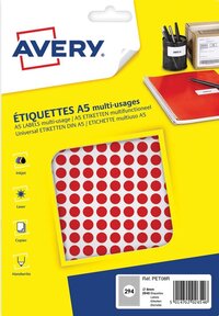 Avery PET08R Markeringspunten - Ø 8 mm - Rood - 2940 stuks