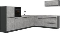 Vicco Hoekkeuken R-Line, Beton/Antraciet, 327 x cm marmer werkblad