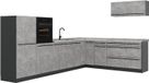 Vicco Hoekkeuken R-Line, Beton/Antraciet, 327 x cm marmer werkblad