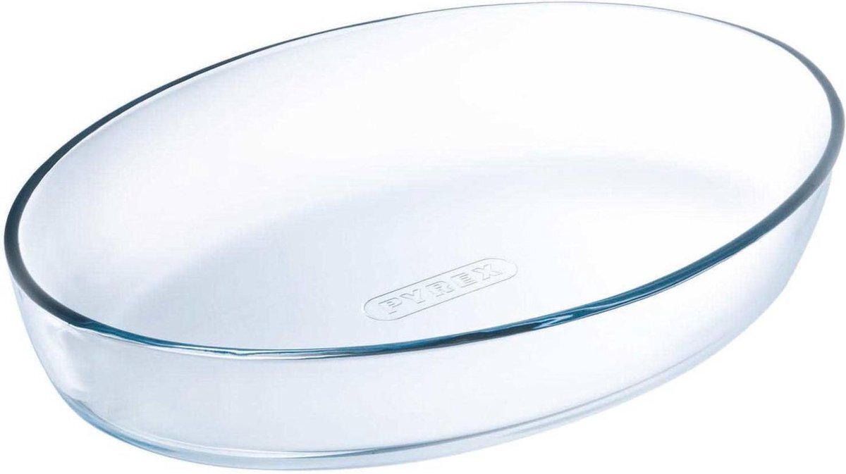 Pyrex Braadpan glazen braadpan, ovaal, glas, transparant, 35 x 24 x 6 cm