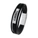 by Scorpions 2040520 Armband van roestvrij staal en leer, uniseks, voor dames en heren, 19,5 + 1,5 cm, zilverkleurig in geschenkdoos