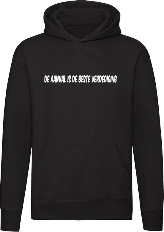 De aanval is de beste verdediging Hoodie 4XL Zwart Unisex