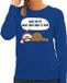 Bellatio Decorations Bol Luiaard Kerstsweater - Wake me up when christmas is over - blauw - voor dames - M