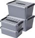 Sunware Boîtes de rangement - set 6x pièces - 12 et 22 litres - plastique gris - avec couvercle