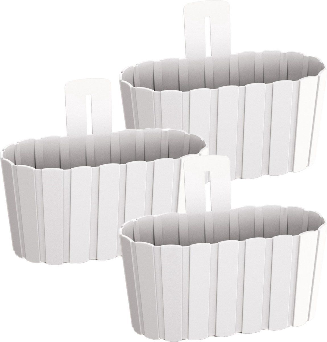 Prosperplast Wood-Look Plantenpot Set - 3x Ø27cm - Parel Wit