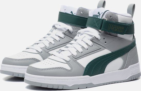 PUMA RBD Game Jr Sneakers - White/Malachite/Cool Mid Gray/Gold - Kids Size 38