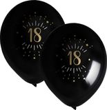 Santex Verjaardag Ballonnen 18 Jaar - Zwart/Goud - 16 Stuks