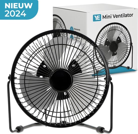 Ye BreezeFlow Tafelventilator - USB - Fluisterstil - 1 Snelheid - 360° Kantelbaar - 15cm Diameter - Zwart