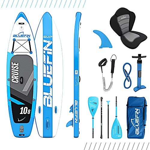 Bluefin SUP Bluefin Cruise SUP Pakket | Opstaand Opblaasbaar Paddle Board | 6" Dik | Glasvezelpeddel | Kajak Conversie Kit | Alle accessoires | | Meerdere maten: Kids, 10'8, 12', 15' (2020 10'8)