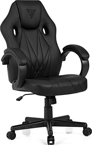 SENSE7 Gaming Prism Bureaustoel, gamer, ergonomische stoel, armleuning, eendelig stalen frame, instelbare hellingshoek, zwart, 119 x 62 x 58