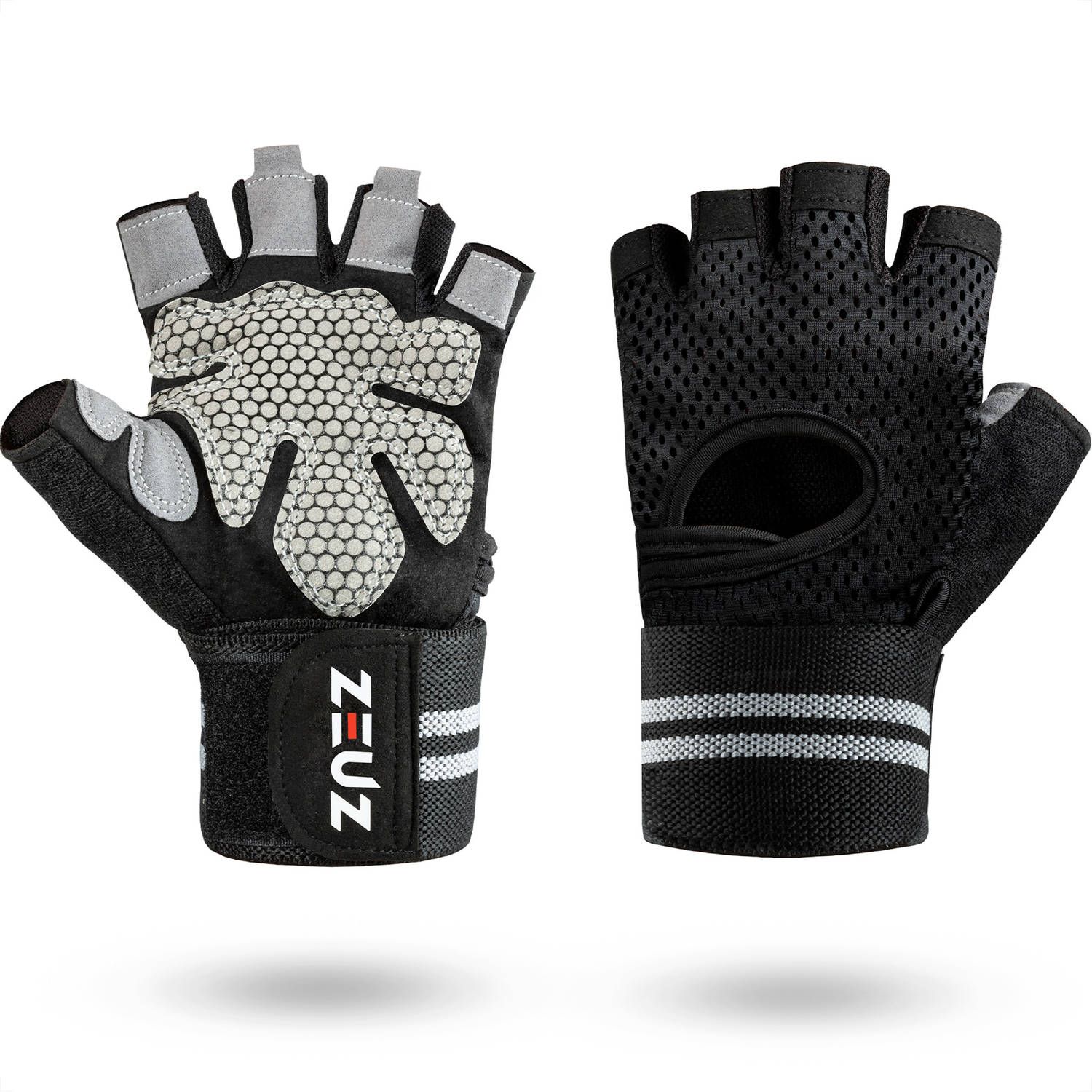ZEUZ ZEUZ® Sport & Fitness Handschoenen Heren & Dames - Grijs & Zwart - Maat L