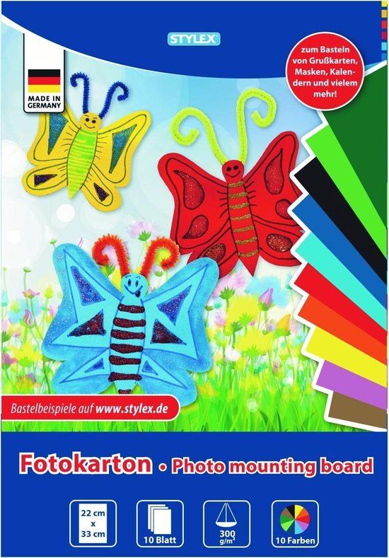 STYLEX Fotokarton Blok 22x33cm 10 vel 10 kleuren 300g/m2